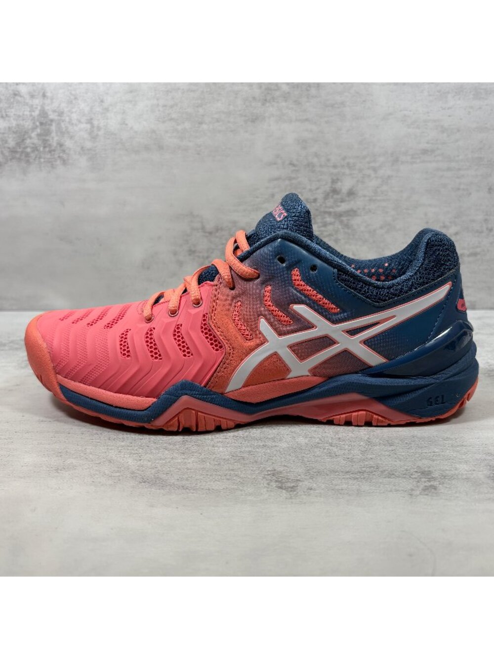 Asics Gel Resolution 7 Tennis Shoes - Women's Size 8 - Orange Blue